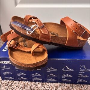 Birkenstock Kids Tan Suede Two-Strap Adjustable Sandals